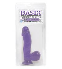 Basix Rubber Works - 6.5 Inch Dong With Suction Cup - Purple