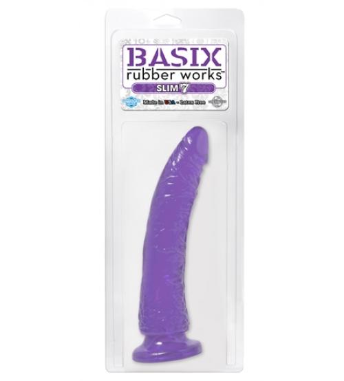 Basix Rubber Works - Slim 7 Inch With Suction Cup - Purple