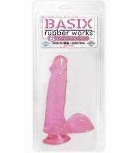 Basix Rubber Works - 6 Inch Dong With Suction Cup - Pink