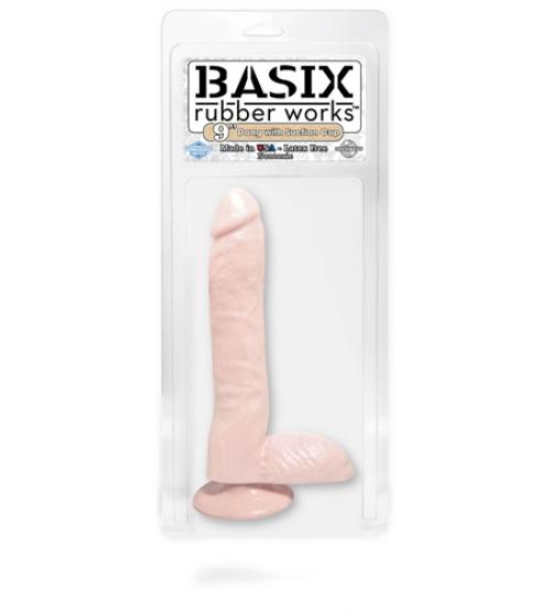 Basix Rubber Works 9 Inch Dong With Suction Cup - Flesh