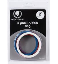 Rubber Cock Ring 5 Pack - 2" - Rainbow