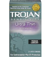 Trojan Sensitivity Ultra Thin Lubricated  Condoms - 12 Pack