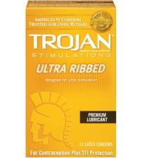 Trojan Stimulations Ulta Ribbed - 12 Pack
