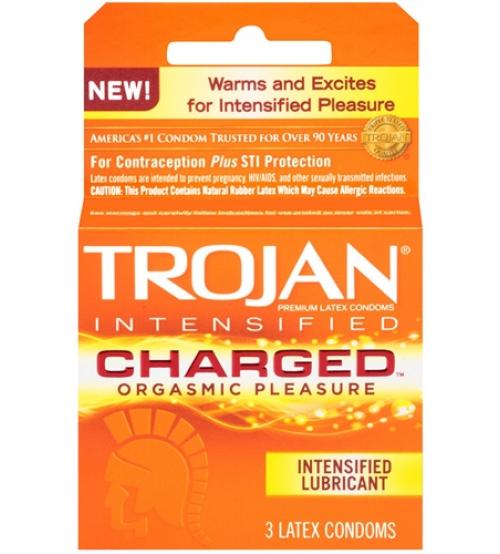 Trojan Intensified Charged Orgasmic Pleasure Condoms - 3 Pack