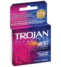 Trojan Fire and Ice Dual Action Lubricated Condoms - 3 Pack