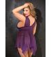 Stretch Lace & Stretch Mesh Baby Doll - Queen Size - Purple