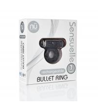 Sensuelle 7 Function Rechargeable Bullet Ring -  Black