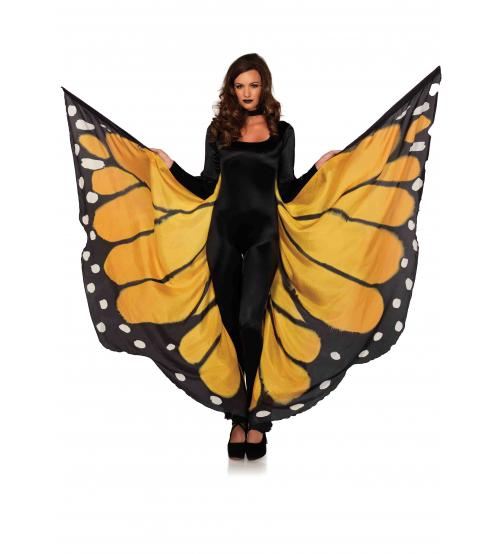 Festival Butterfly Wing Halter Cape - Orange/  - One Size - Black