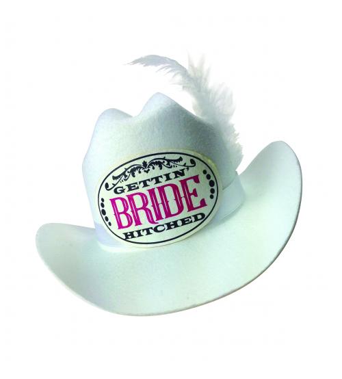 Gettin' Hitched Clip-on Cowgirl Bride Party Hat