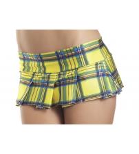 Yellow Plaid Pleated Mini Skirt - Medium/ Large