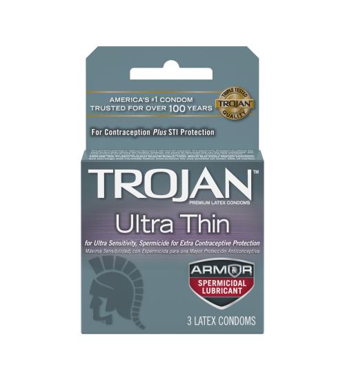 Trojan Ultra Thin Armor Spermicidal Condoms - 3 Pack