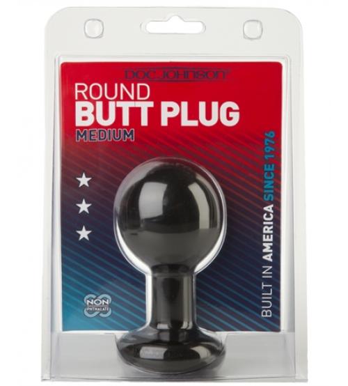 Round Butt Plug - Medium - Black