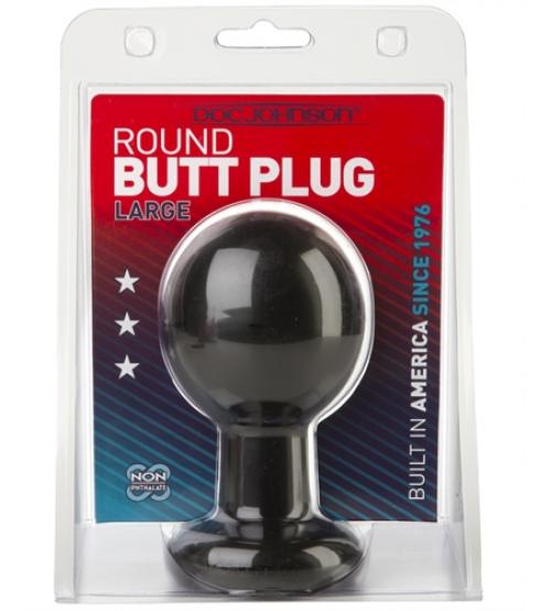 Round Butt Plug - Large - Black