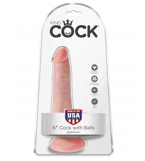 King Cock 6" Cock With Balls - Light