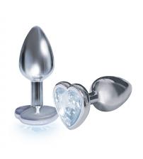 The 9's the Silver Starter Heart Bejeweled Stainless Steel Plug - Diamond
