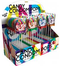 Candy Condom Pops - 24 Piece Display - Assorted  Flavors