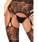 Strappy Rose Lace Suspender Bodystocking - Black - One Size