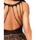 Strappy Rose Lace Suspender Bodystocking - Black - One Size
