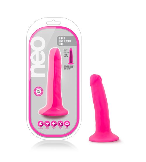 Neo - 5.5 Inch Dual Density Cock - Neon Pink