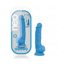 Neo - 7.5 Inch Dual Density Cock With Balls - Neon Blue