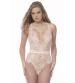Soft Full Lace Bodysuit With Satin Trims - Large - Silver Peony