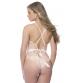 Soft Full Lace Bodysuit With Satin Trims - Large - Silver Peony