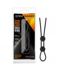 Stay Hard - Silicone Double Loop Cock Ring  - Black