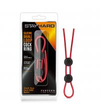 Stay Hard - Silicone Double Loop Cock Ring  - Red