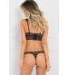 2pc Flawless Lace Bra and Crotchless Thong Set - Medium/large - Black