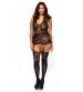 Floral Lace Bodystocking - Queen Size - Black