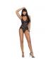 Lace Teddy With Eyelash Lace Side Detail - Large - Black