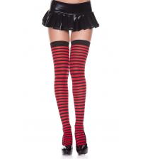 Striped Thigh Hi - One Size - Red / Black