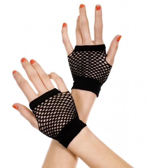Thick Diamond Net Gloves - Black