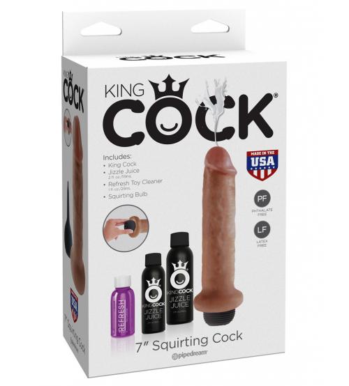 King Cock 7" Squirting Cock - Tan