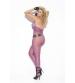 Fishnet Halter Bodystocking With Open Crotch -  Queen Size - Purple