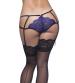 Strappy Lace Tanga With Garter Straps - Astral Aura Black - Large / Extra Large