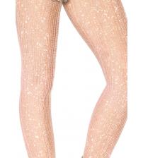 Spandex Crotched Stripe Lurex Shimmer Tights - Rose Gold - One Size