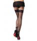 Stay Up Industrial Net Backseam Thigh Highs With Lace Top and Satin Bow Accent - One Size - Black
