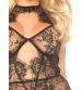 Eyelash Lace Keyhole Halter - Black - Medium