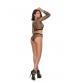 Fence Net Top With Zip Front and Matching Booty Shorts - One Size - Black
