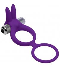 Throbbin Hopper Cock and Ball Ring With  Vibrating Clit Stimulator - Purple