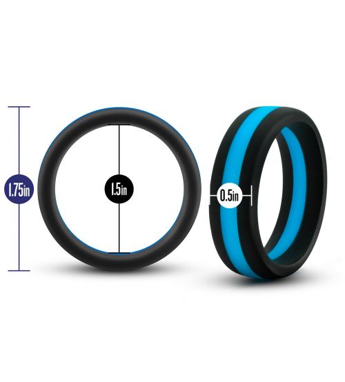 Performance - Silicone Go Pro Cock Ring -  Black/blue/black