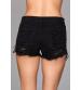 Denim Shorts With Lace Up Side Details and Distressed Details on Front and Back - Medium