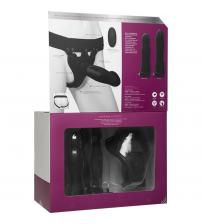 Body Extensions - Hollow Strap-on 4-Piece Set  With Clitoral Vibrator - Black