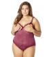 Open Cup Crotchless Teddy - Amaranth - Queen Size
