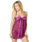 Lace Empire Babydoll With Functional Tie Shelf Cups G-String - Amaranth - L/xl