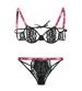 Sexy Af Cutout Bra & Panty Set - Pink/black - L/xl