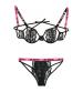 Sexy Af Cutout Bra & Panty Set - Pink/black - S/m