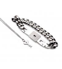 Chained Locking Bracelet and Key Necklace