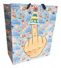Middle Finger With Party Hat Happy Birthay Gift Bag 8x10
